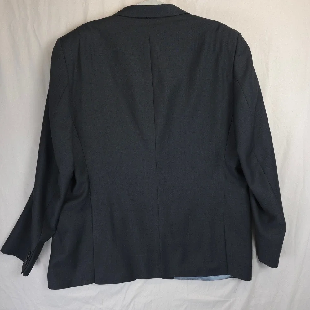 Italian Sports Coat Wool Blazer Jacket Mens Super 150s Blue Size 62 EU 52 US
